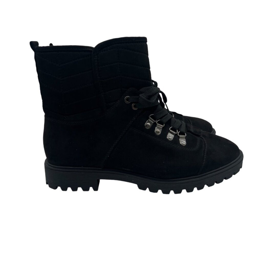 Cloudwalkers Womens Plus Boots Size 12 Jackie L Black Faux Suede Wide Lace NEW